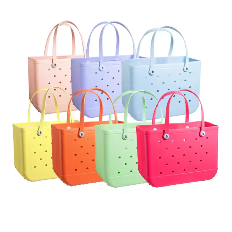35cm Beach Bag Large Rubber Tote BagWaterproof Washable Open Women Croc Bag Hand Bag Beach Pool Yoga - My Store