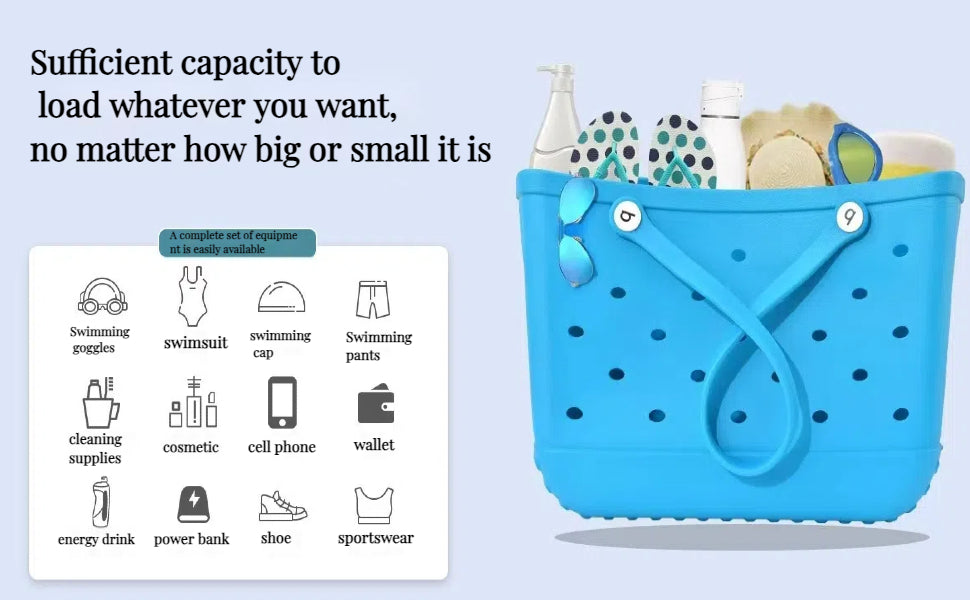 35cm Beach Bag Large Rubber Tote BagWaterproof Washable Open Women Croc Bag Hand Bag Beach Pool Yoga - My Store