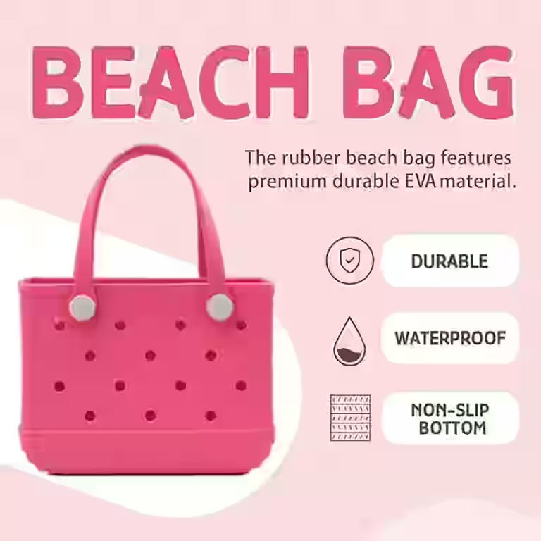35cm Beach Bag Large Rubber Tote BagWaterproof Washable Open Women Croc Bag Hand Bag Beach Pool Yoga - My Store