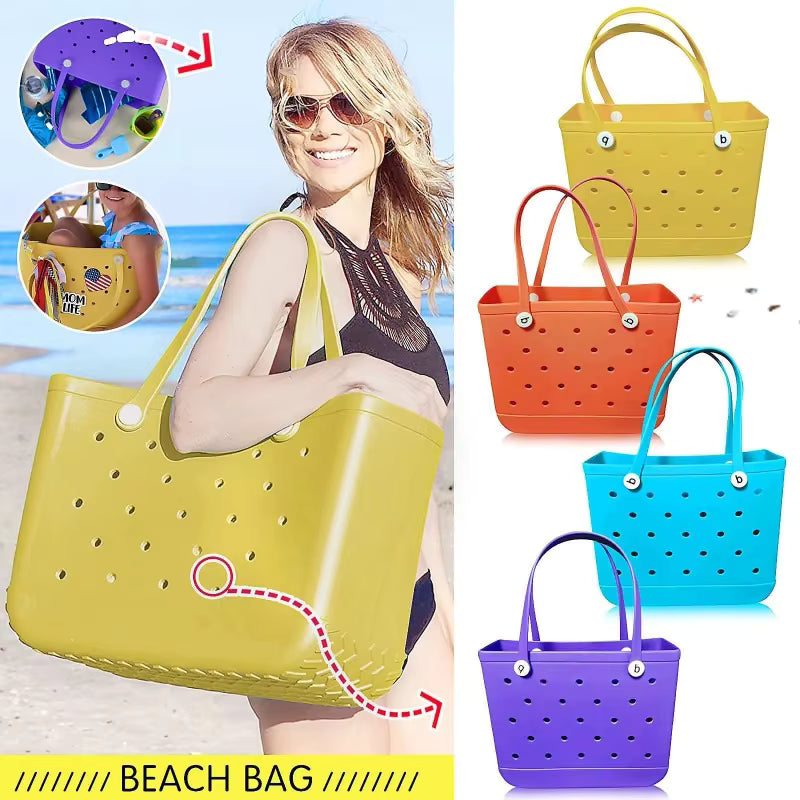 35cm Beach Bag Large Rubber Tote BagWaterproof Washable Open Women Croc Bag Hand Bag Beach Pool Yoga - My Store