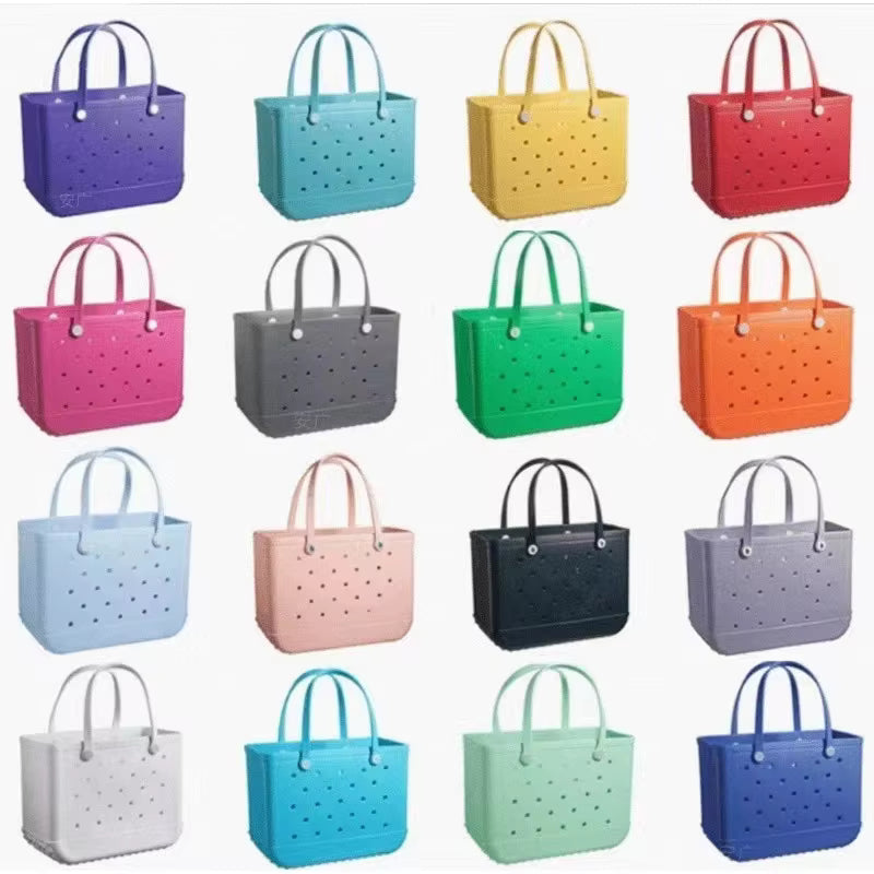35cm Beach Bag Large Rubber Tote BagWaterproof Washable Open Women Croc Bag Hand Bag Beach Pool Yoga - My Store