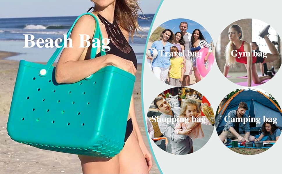 35cm Beach Bag Large Rubber Tote BagWaterproof Washable Open Women Croc Bag Hand Bag Beach Pool Yoga - My Store