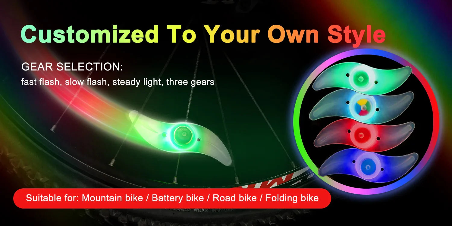 2 Bicycle Cycling Bike Wheel Spoke Wire Tyre Bright LED Flash Light Lamp - My Store