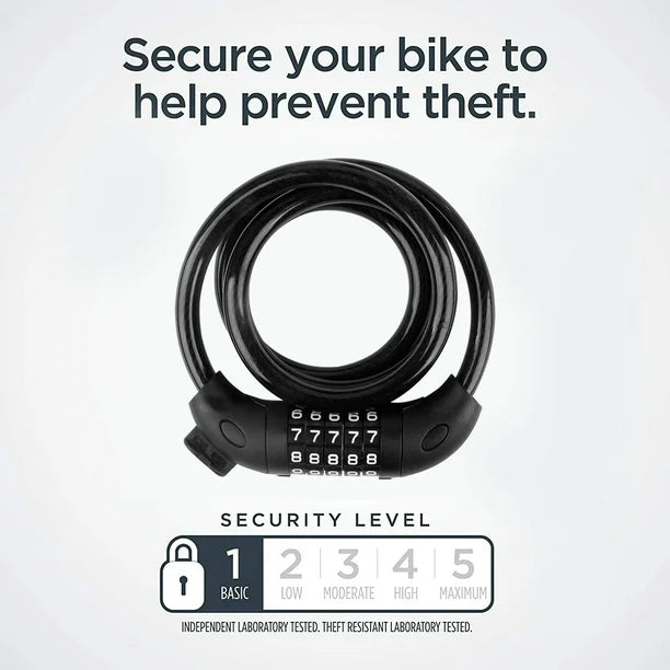 Bike code Lock Cable 4 Digit Resettable Combination Security Cable Lock Self Coiling Cable Lock Bike Bicycle - My Store