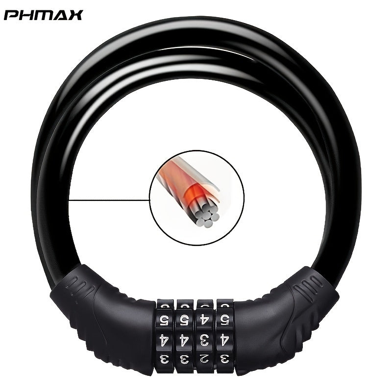 Bike code Lock Cable 4 Digit Resettable Combination Security Cable Lock Self Coiling Cable Lock Bike Bicycle - My Store