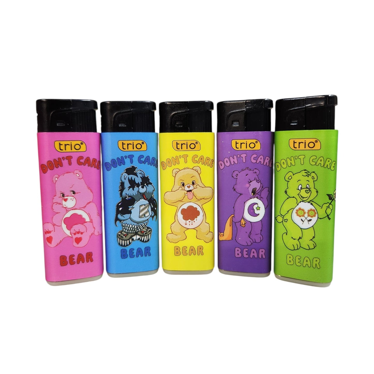 5 Pack Cigarette Jet Lighter TRIO Don't Care Bear Disposable Gas Lighters Pocket Sized - My Store