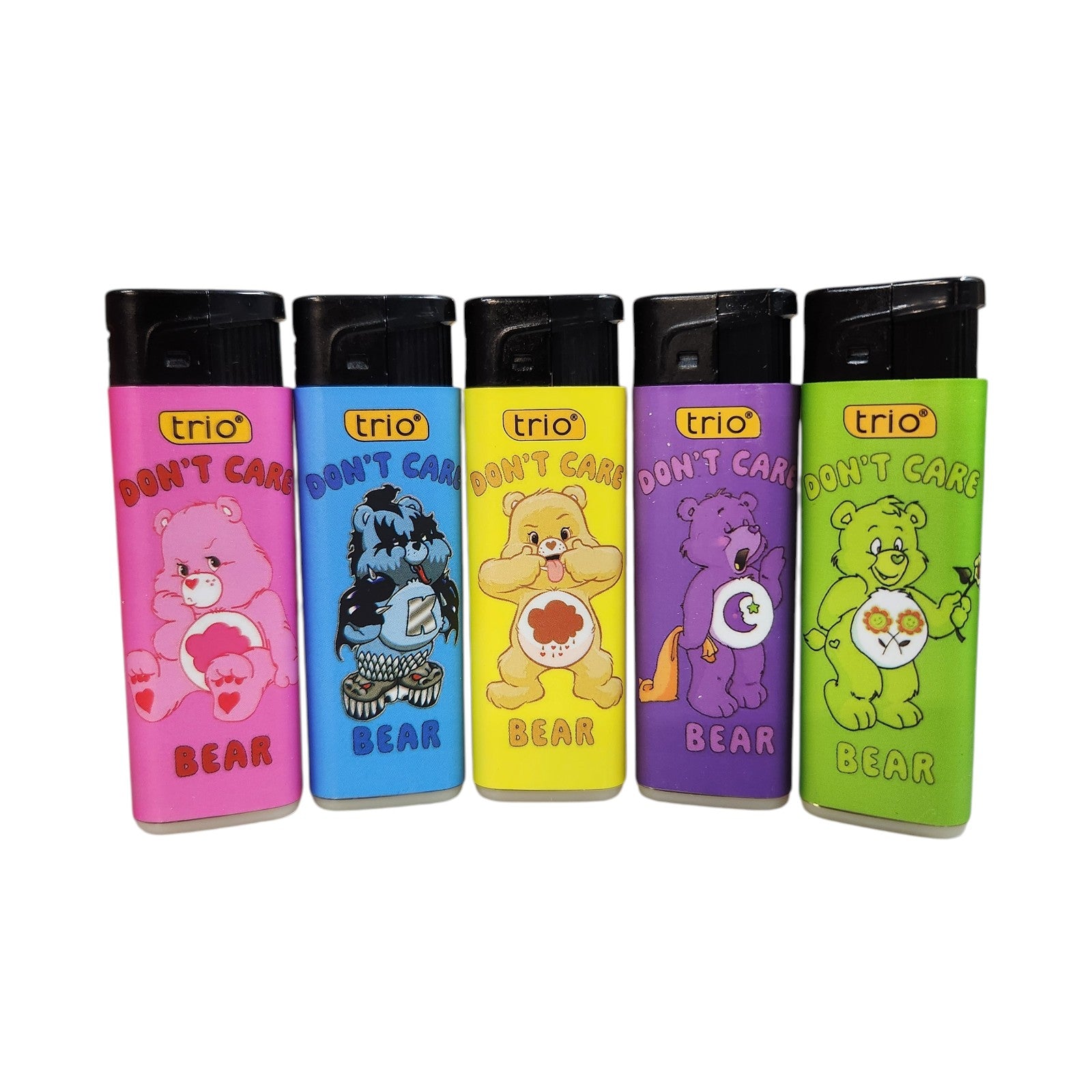 5 Pack Cigarette Jet Lighter TRIO Don't Care Bear Disposable Gas Lighters Pocket Sized - My Store