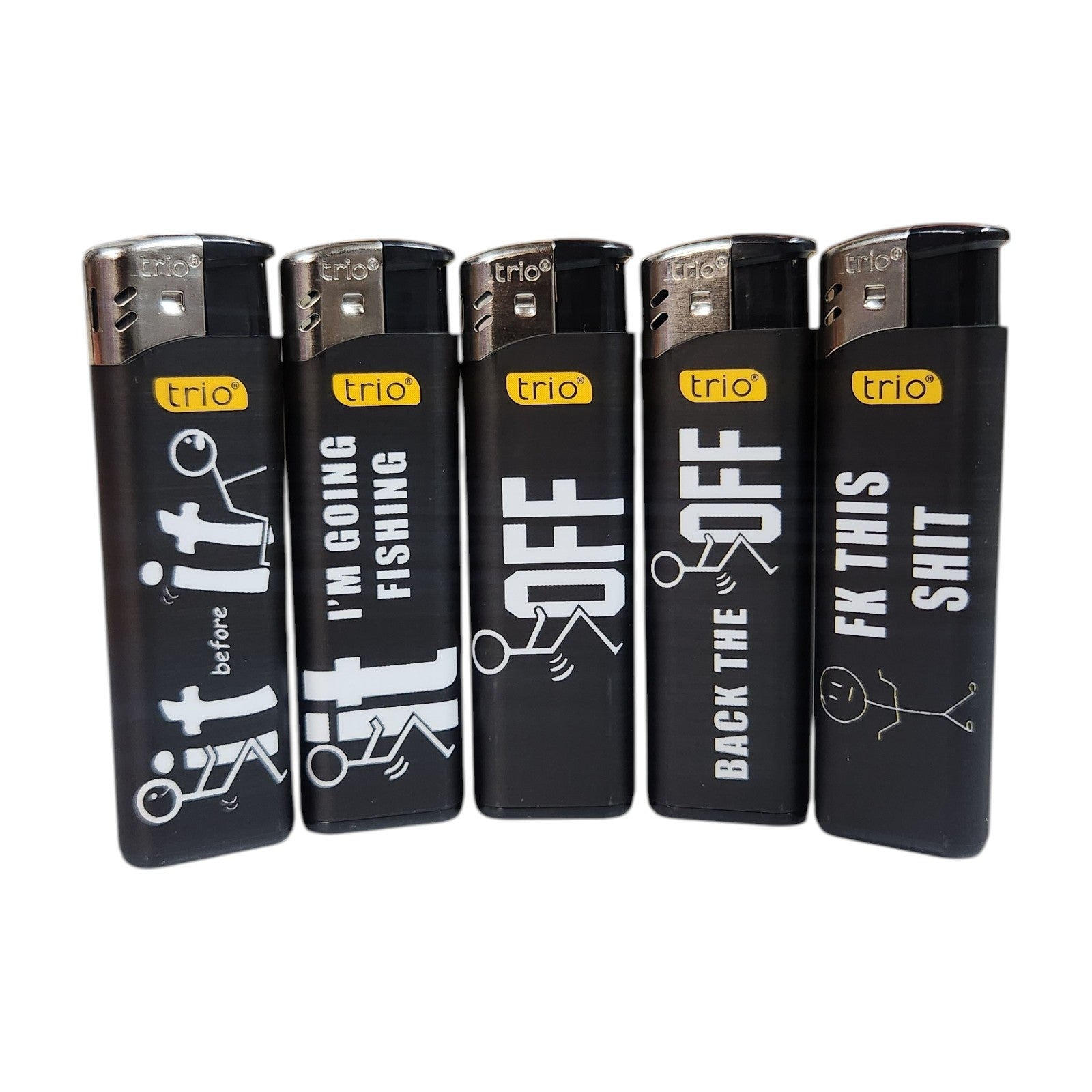 5 Pack TRIO Cigarette Lighter Disposable Gas Hub Designs - My Store