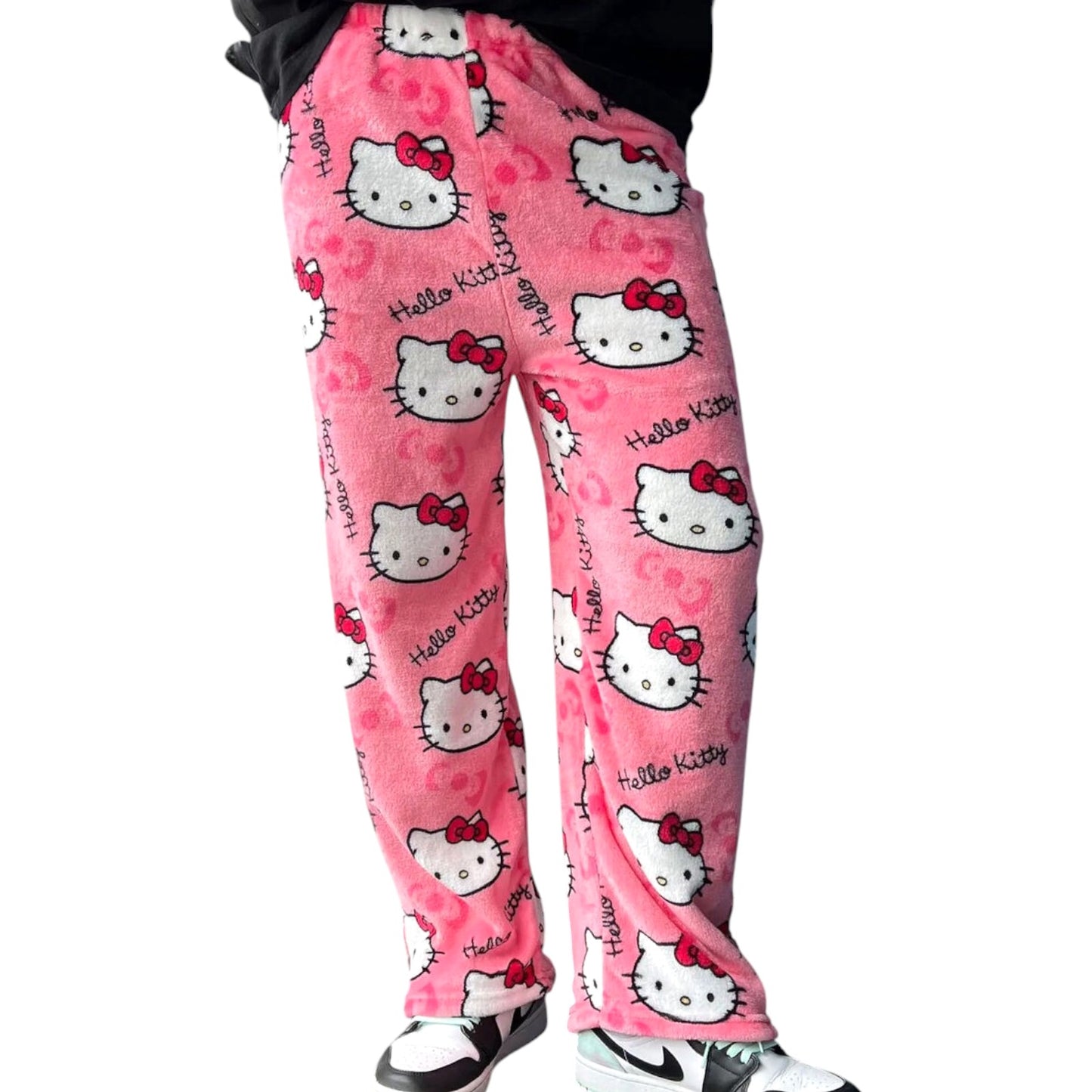 Hello Kitty Pajama Pants Women's Flannel winter Pajamas Bottoms Girls Soft Comfy Sleep Lounge Fuzzy Long Pant - My Store