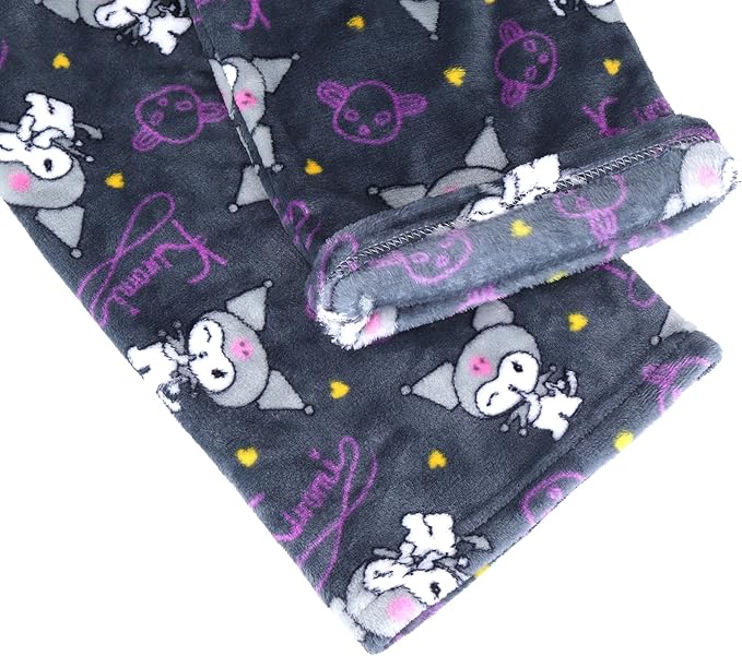 Kuromi Pajama Pants Women's Flannel winter Pajamas Bottoms Girls Soft Comfy Sleep Lounge Fuzzy Long Pants - Homeware Discounts