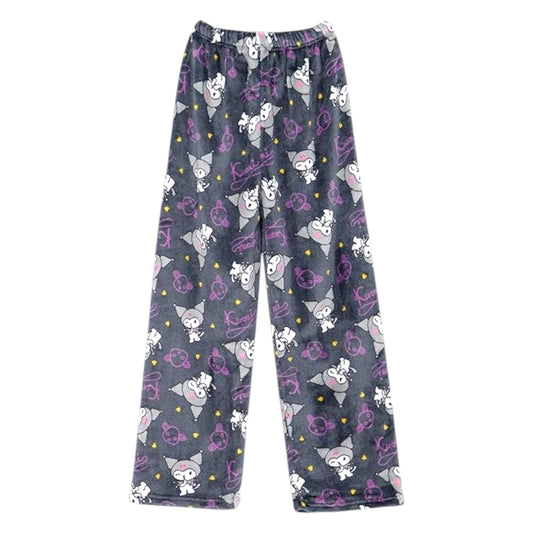 Kuromi Pajama Pants Women's Flannel winter Pajamas Bottoms Girls Soft Comfy Sleep Lounge Fuzzy Long Pants - My Store