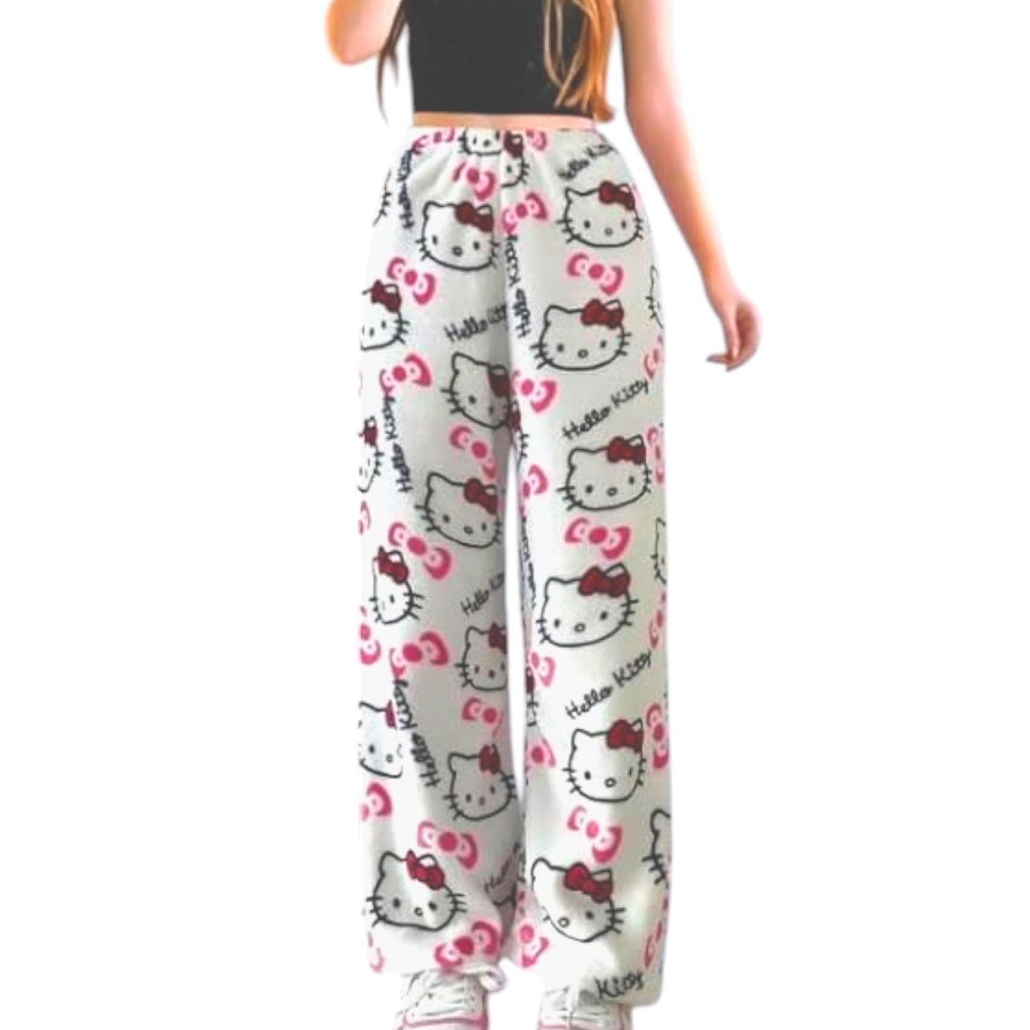 White Hello Kitty Pajama Pants Women's Flannel winter Pajamas Bottoms Girls Soft Comfy Sleep Lounge Fuzzy Long Pant - My Store