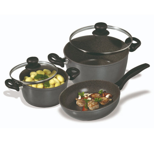 Stoneline Black Cookware Set 5-Pieces With Glass Lids - Homeware Discounts