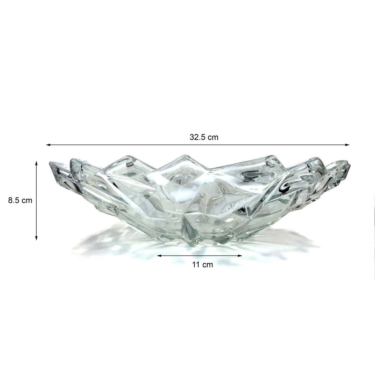 Crystal Bowl Fruit Decoration Shallow Large - 32CM - Homeware Discounts