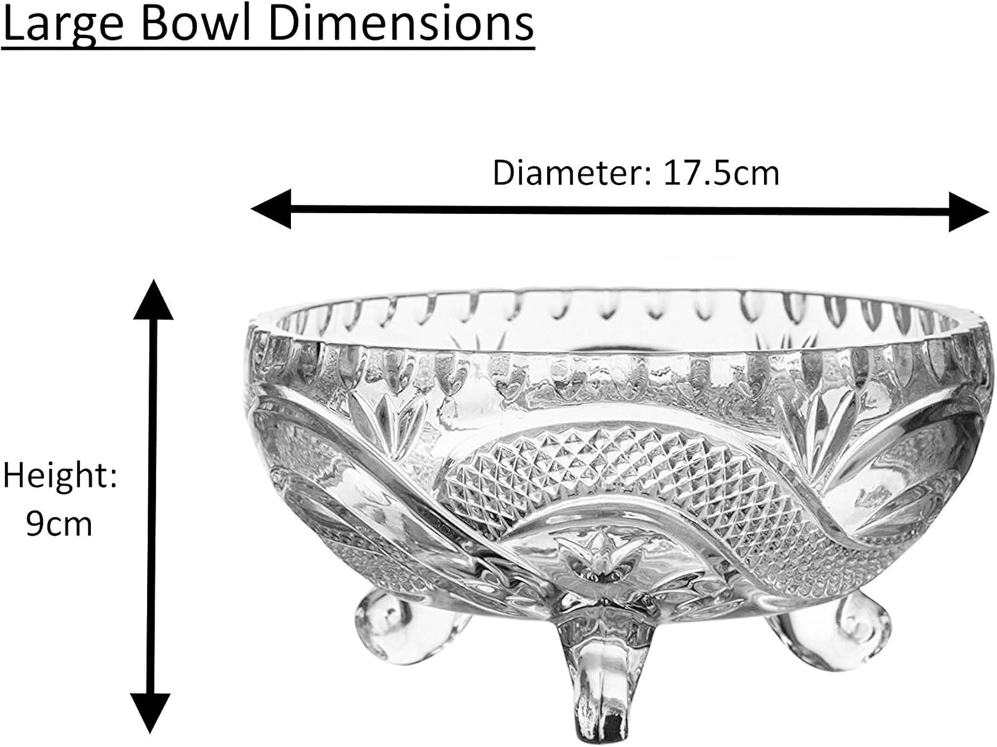Set Of 7 Crystal-Clear Deli Glassware Sugar Bowls Trifle Dessert Fruit Bowl & Serving Bowls - My Store