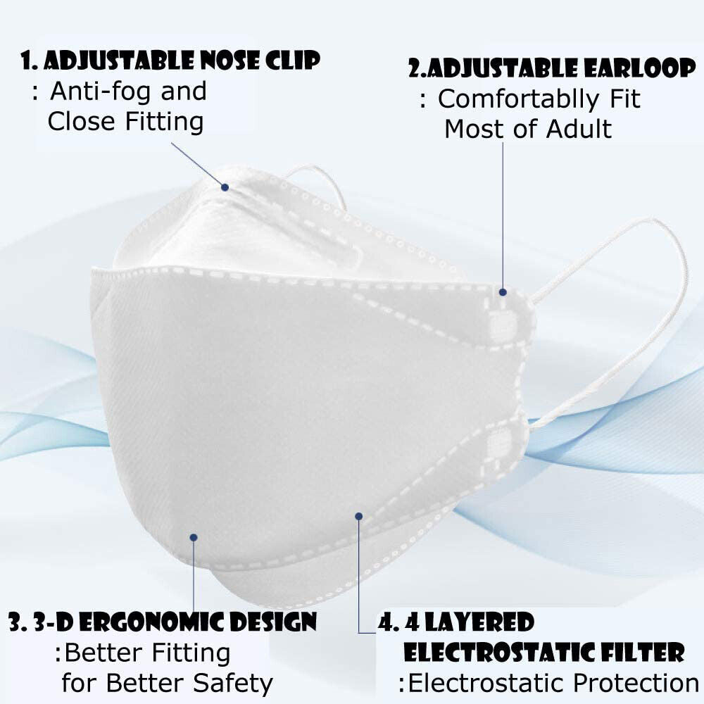 10pcs KF94 4-Layers Disposable Safety Face Mask Medical Adjustable Strap - Homeware Discounts