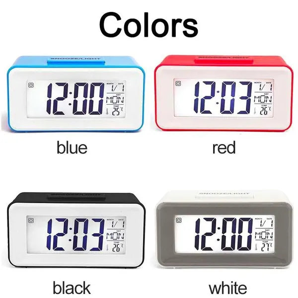 Digital LCD Backlight Display Clock With Calendar Temperature Alarm - Black - My Store