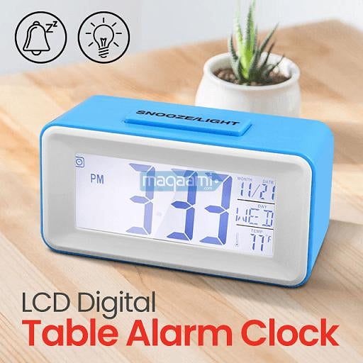 Digital LCD Backlight Display Clock With Calendar Temperature Alarm - Blue - My Store
