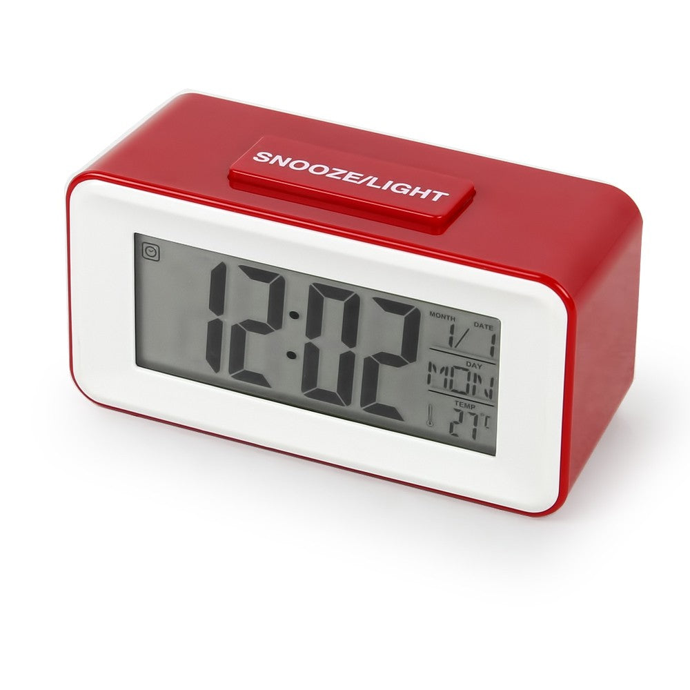 Digital LCD Backlight Display Clock With Calendar Temperature Alarm - Red - My Store