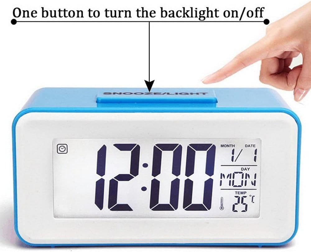 Digital LCD Backlight Display Clock With Calendar Temperature Alarm - White - My Store