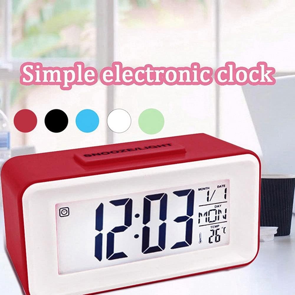 Digital LCD Backlight Display Clock With Calendar Temperature Alarm - White - My Store