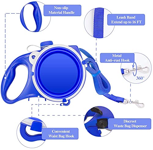 Aqua Leash multi function Dog Leash Built-in Water Bottle Collapsible Bow Waste Bag Dispenser nonretractable Dog Leash - Homeware Discounts