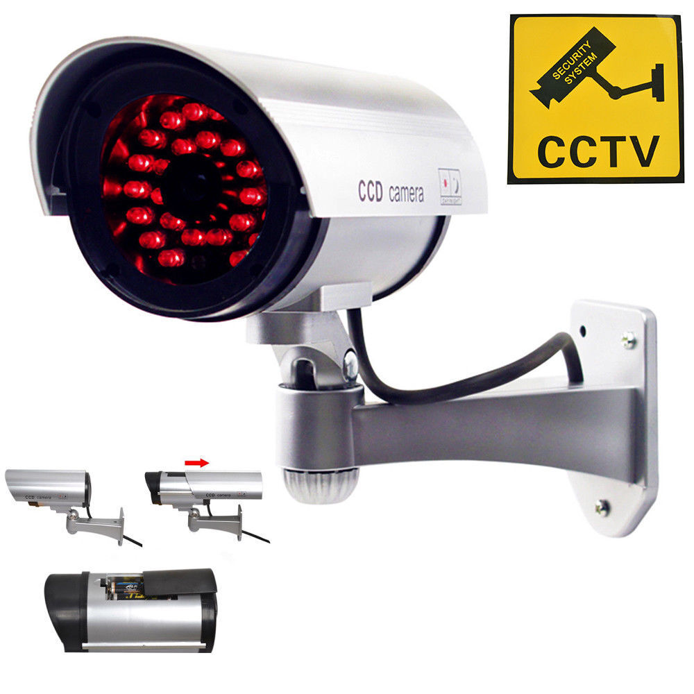 2-Pack Wireless Fake CCTV Camera Dummy Dome Bullet Home Security Surveillance Blink LED - Homeware Discounts