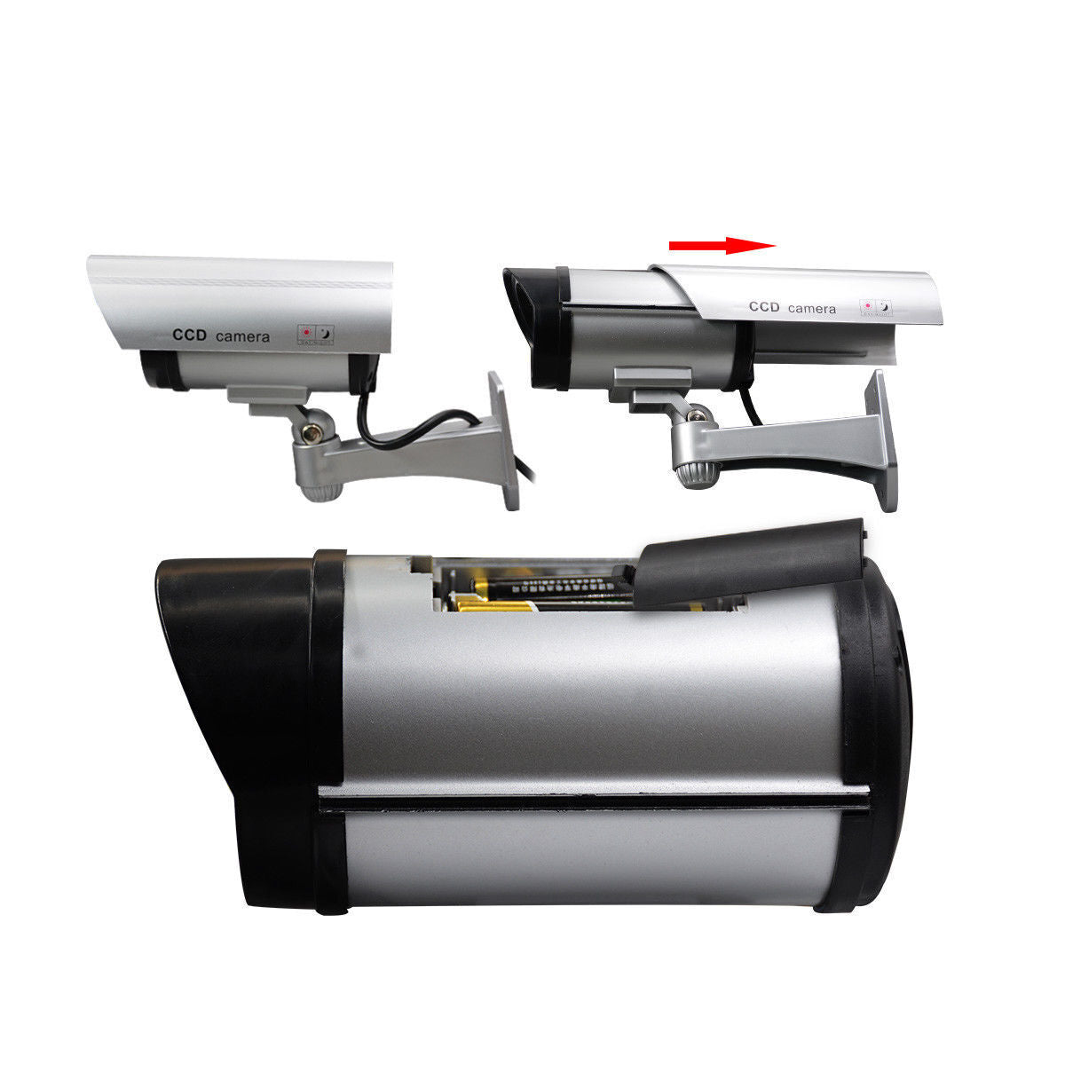 2-Pack Wireless Fake CCTV Camera Dummy Dome Bullet Home Security Surveillance Blink LED - Homeware Discounts