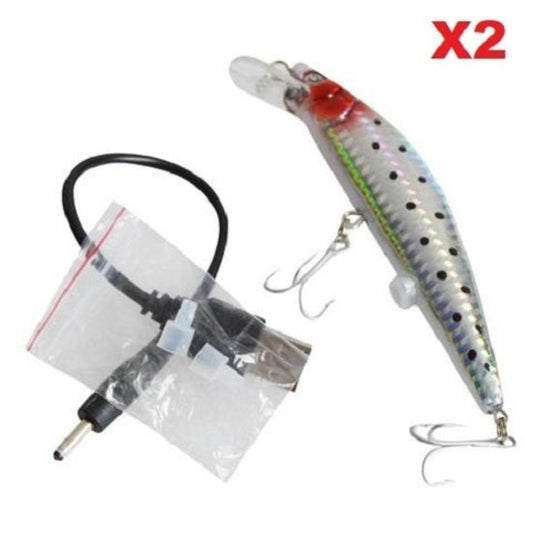 2-Pack Electric Vibration Twitching Fishing Lures USB Rechargeable LED Lure Wobblers Lifelike Hard Baits Minnow Bait - My Store