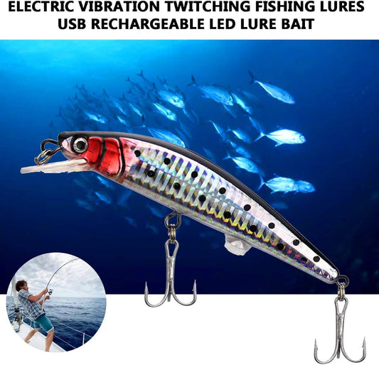 Electric Vibration Twitching Fishing Lures USB Rechargeable LED Lure Wobblers Lifelike Hard Baits Minnow Bait - Homeware Discounts