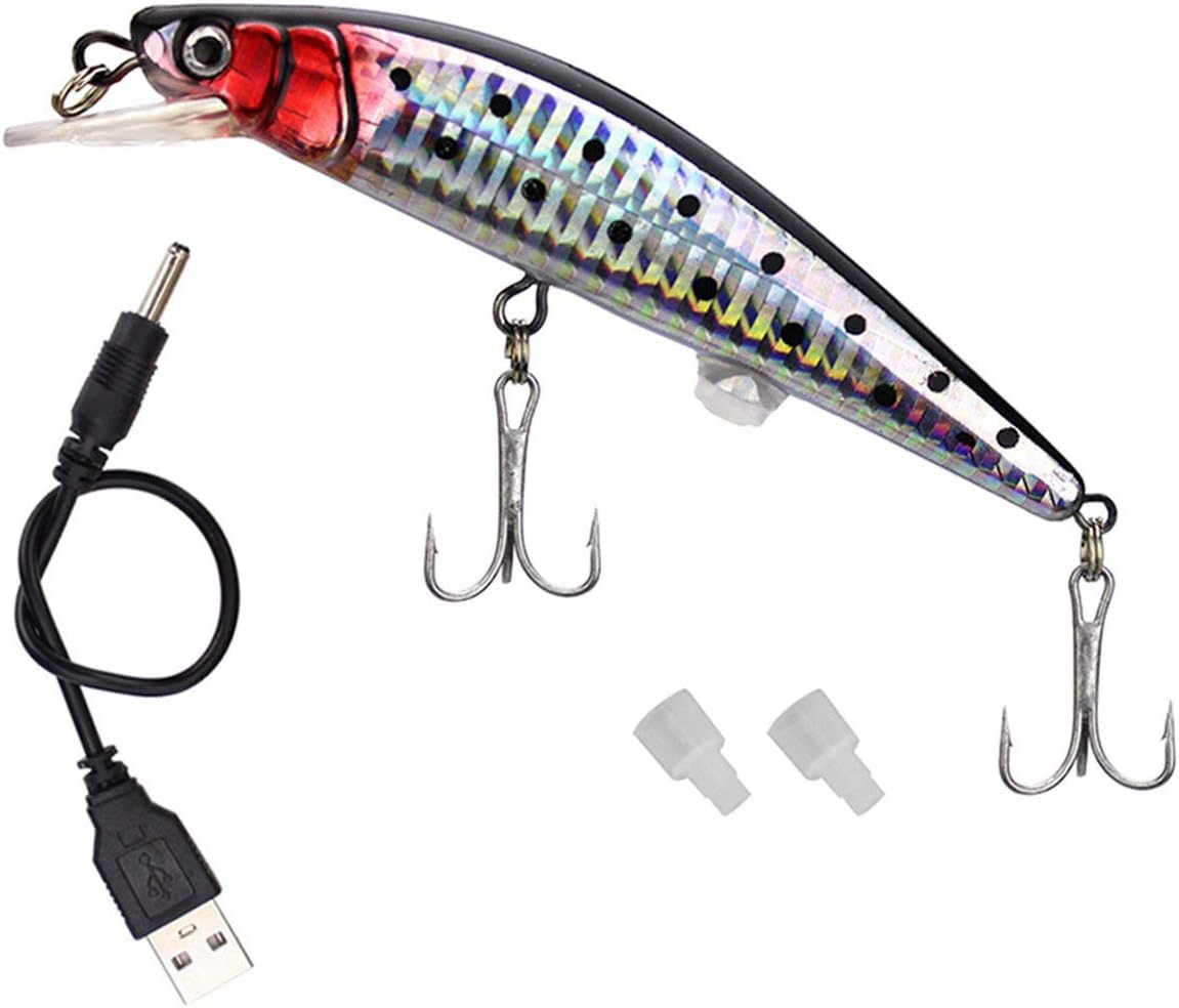 Electric Vibration Twitching Fishing Lures USB Rechargeable LED Lure Wobblers Lifelike Hard Baits Minnow Bait - Homeware Discounts