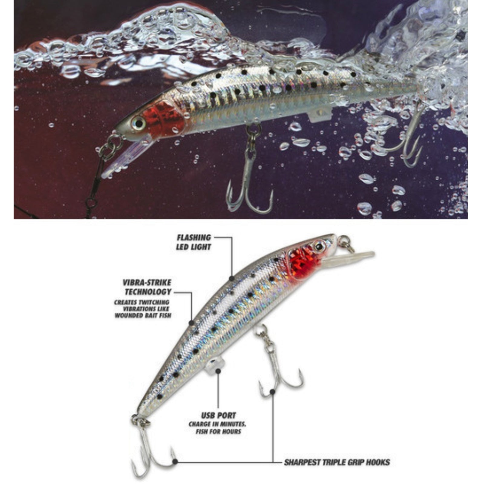 Twitching Fishing Lure Bait USB Rechargeable - Homeware Discounts