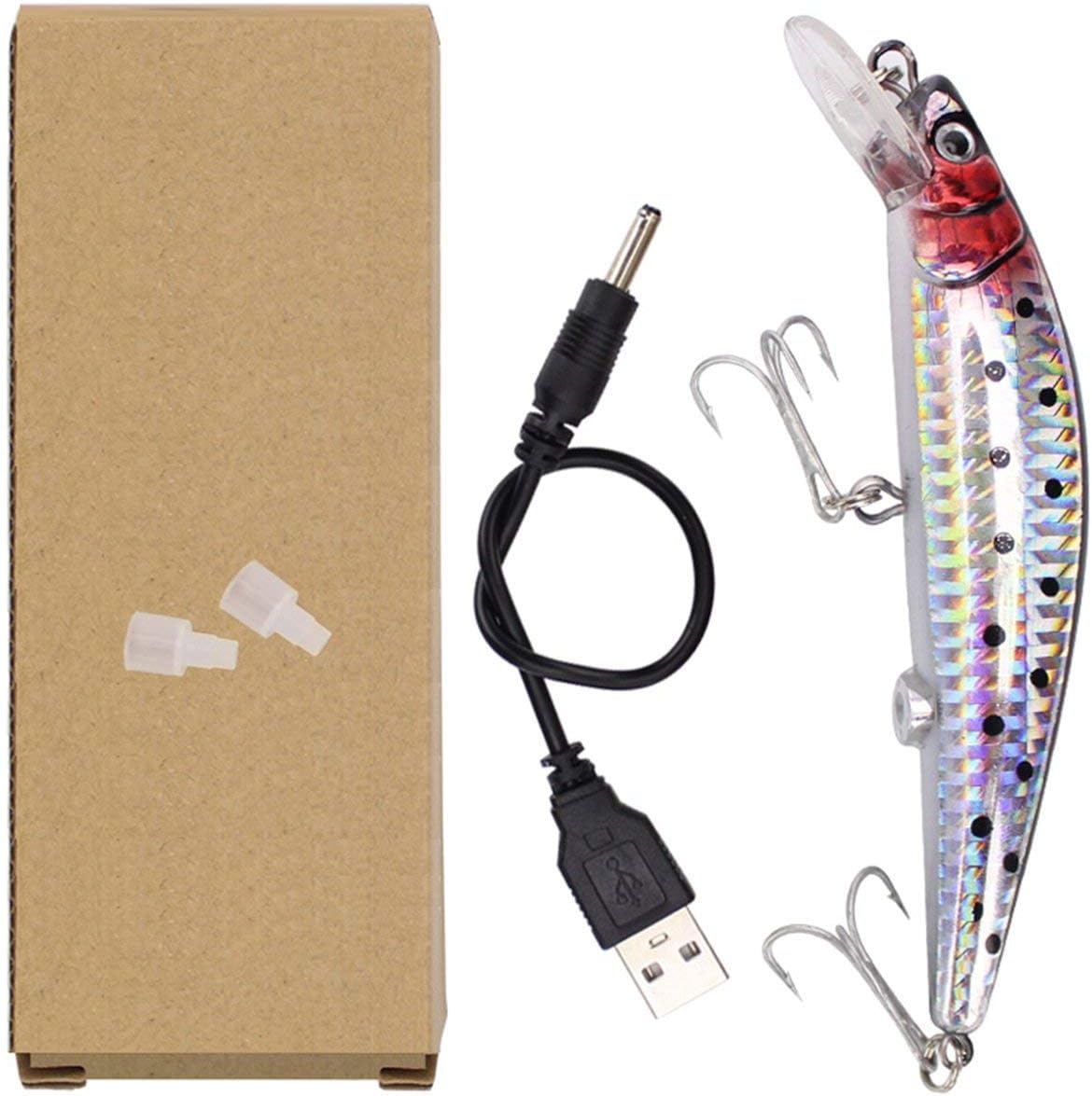 Electric Vibration Twitching Fishing Lures USB Rechargeable LED Lure Wobblers Lifelike Hard Baits Minnow Bait - Homeware Discounts