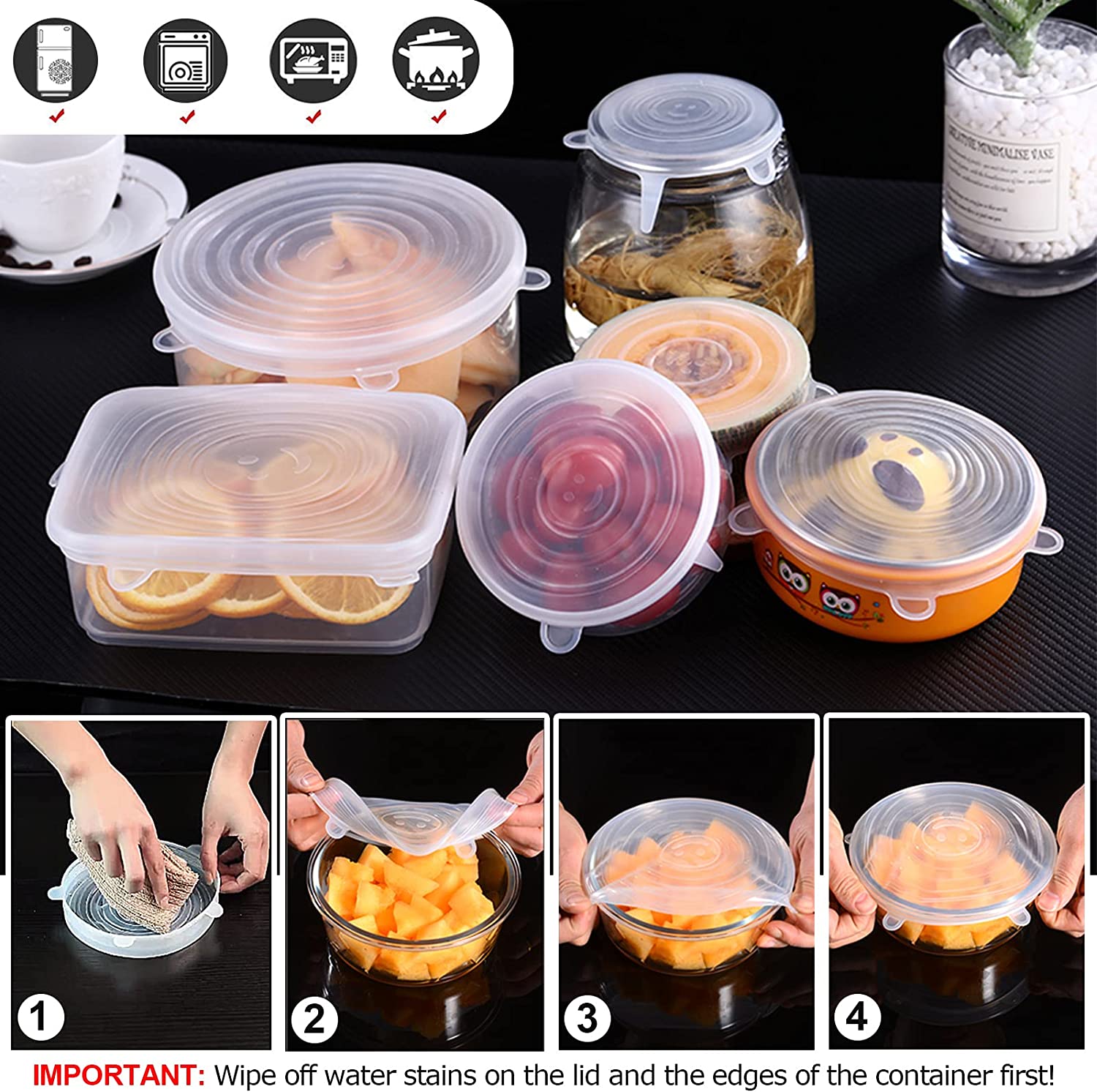 Reusable Silicone Food Cover Fresh Keeping Sealing Stretch Lid Container - Homeware Discounts