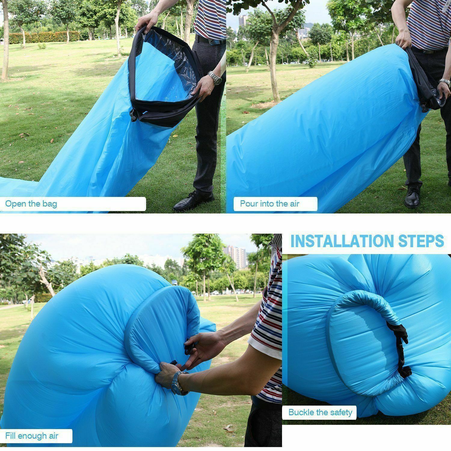 Air Beach Bed Sleeping Bag Lazy Chair Lounge Beach Sofa Bed Inflatable Camping - My Store