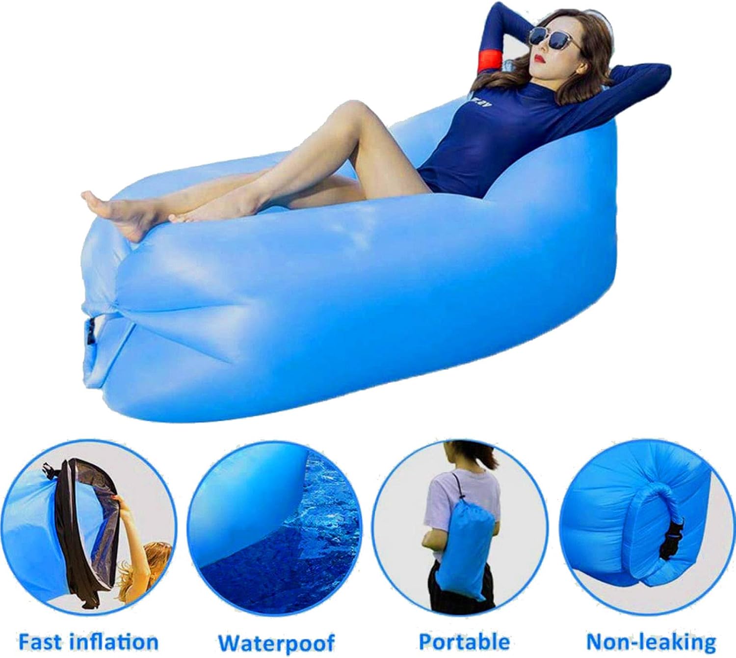 Air Beach Bed Sleeping Bag Lazy Chair Lounge Beach Sofa Bed Inflatable Camping - My Store