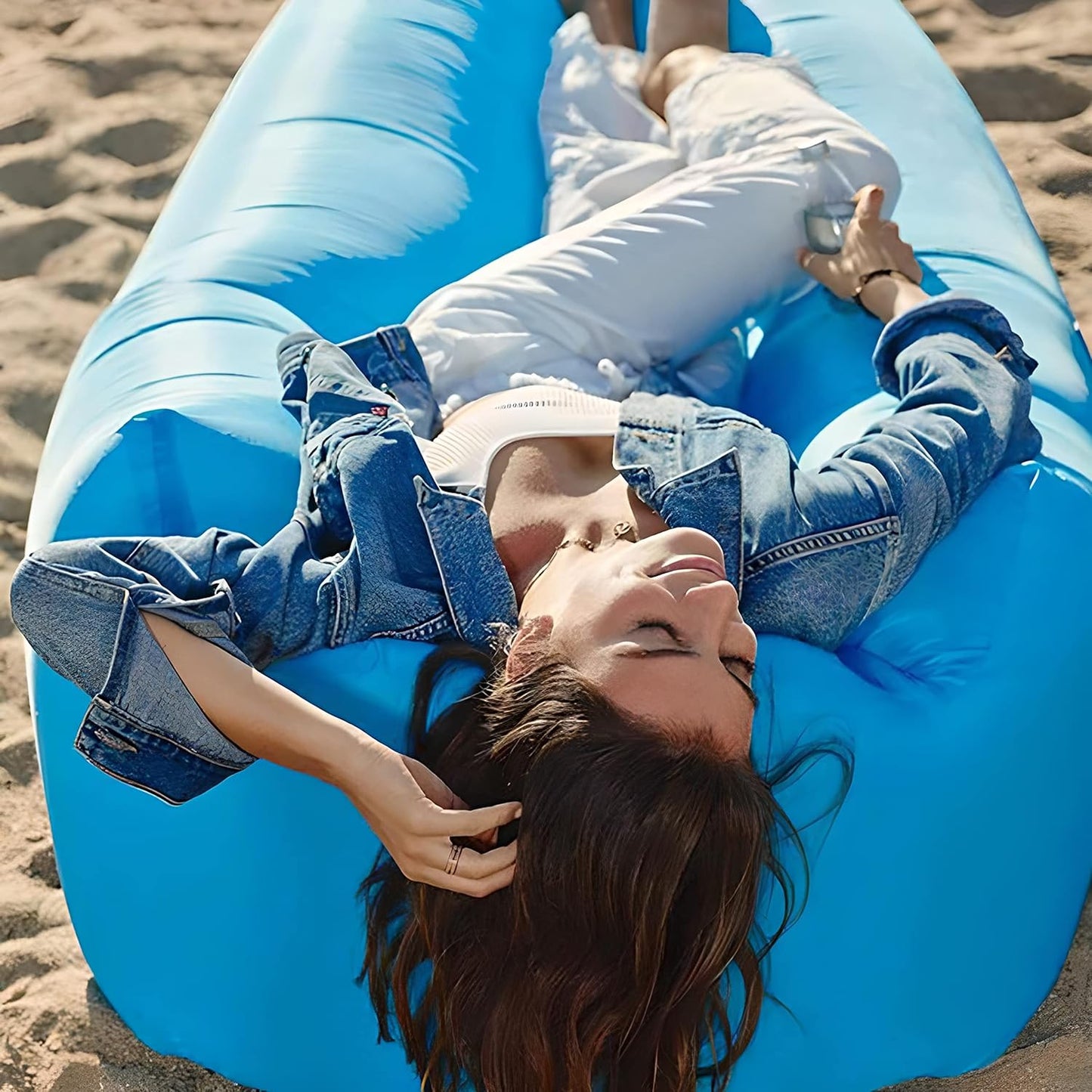 Air Beach Bed Sleeping Bag Lazy Chair Lounge Beach Sofa Bed Inflatable Camping - My Store