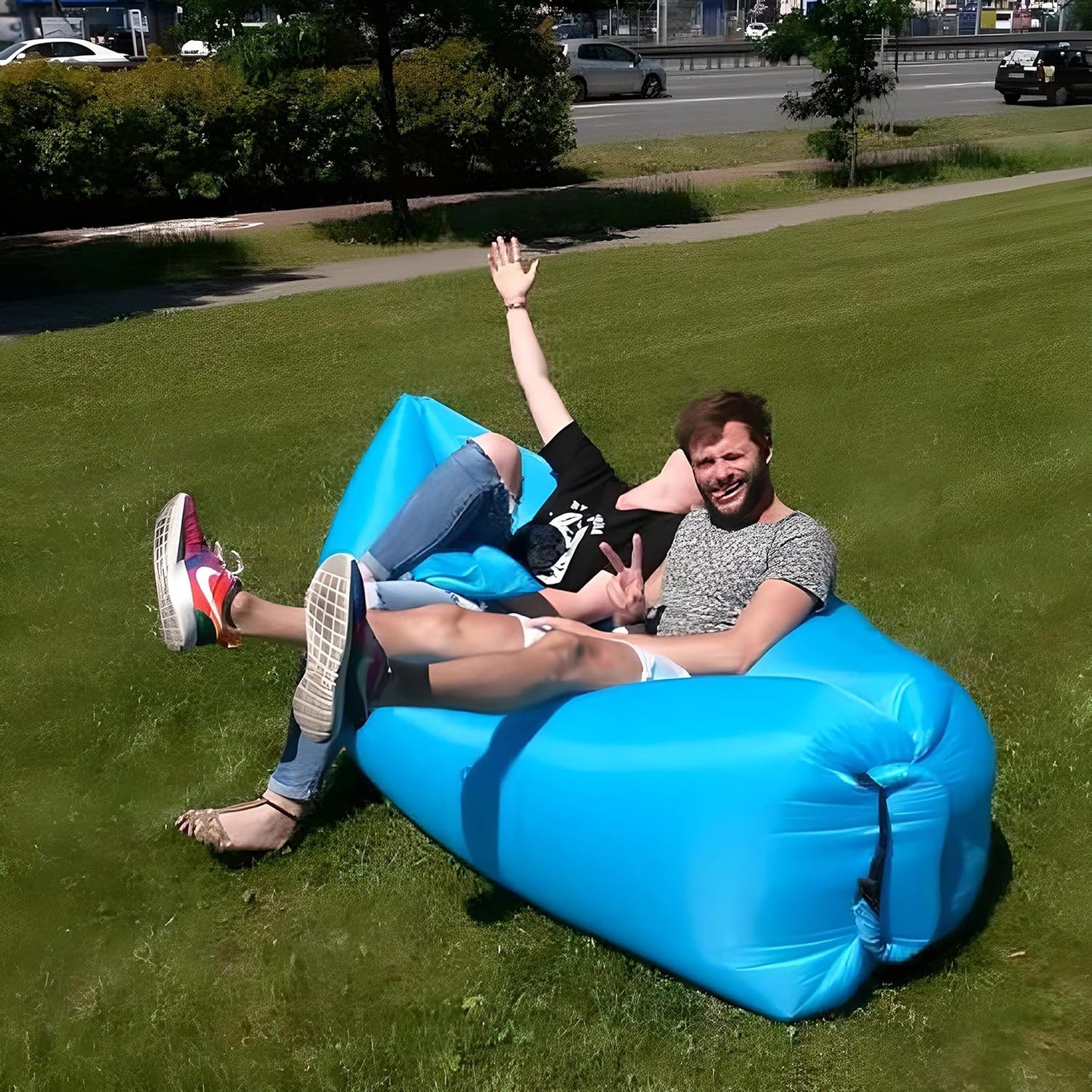 Air Beach Bed Sleeping Bag Lazy Chair Lounge Beach Sofa Bed Inflatable Camping - My Store