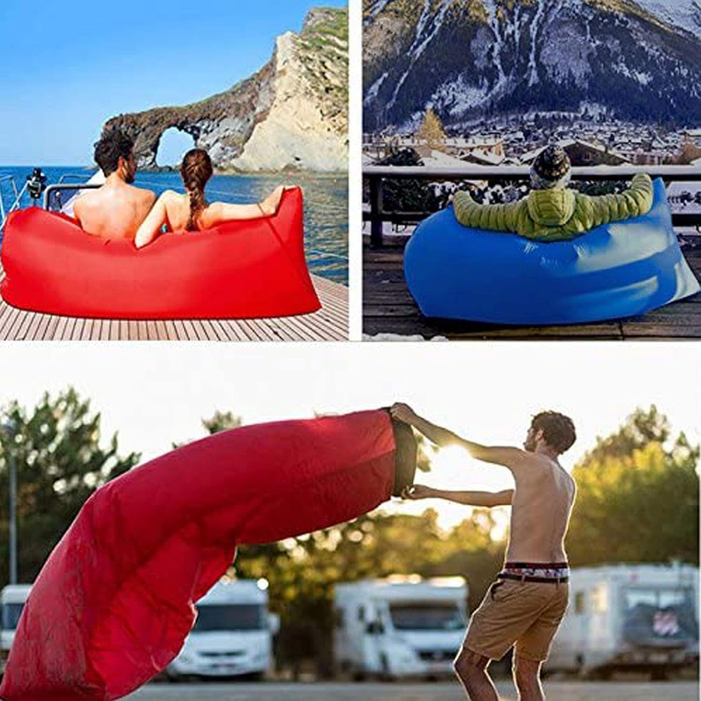 Air Beach Bed Sleeping Bag Lazy Chair Lounge Beach Sofa Bed Inflatable Camping - My Store