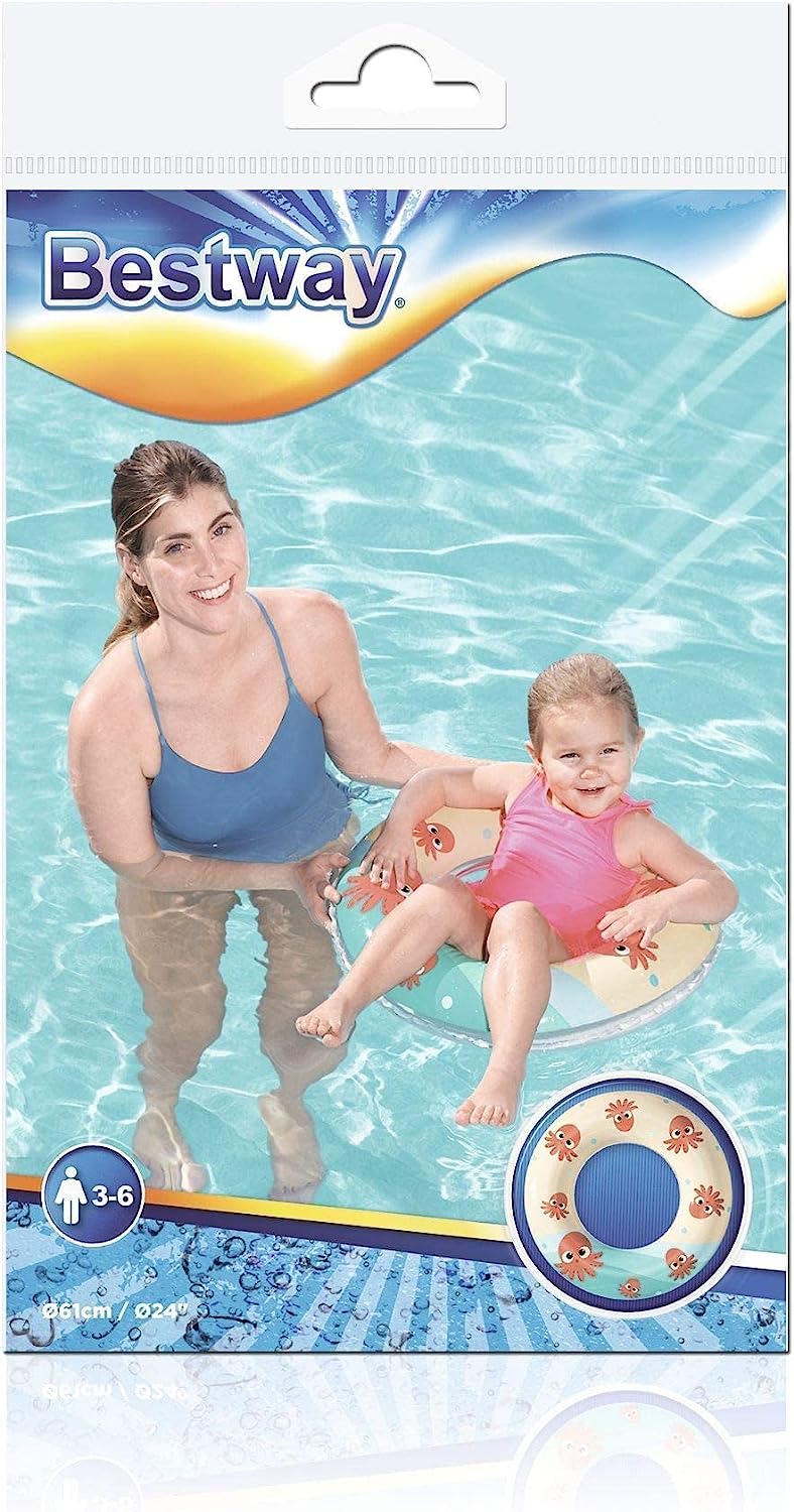 Bestway 24inch 61cm Octopus Swim Ring Inflatable tube Swim Rings Durable Tough Portable Lightweight Easy Inflate - Homeware Discounts