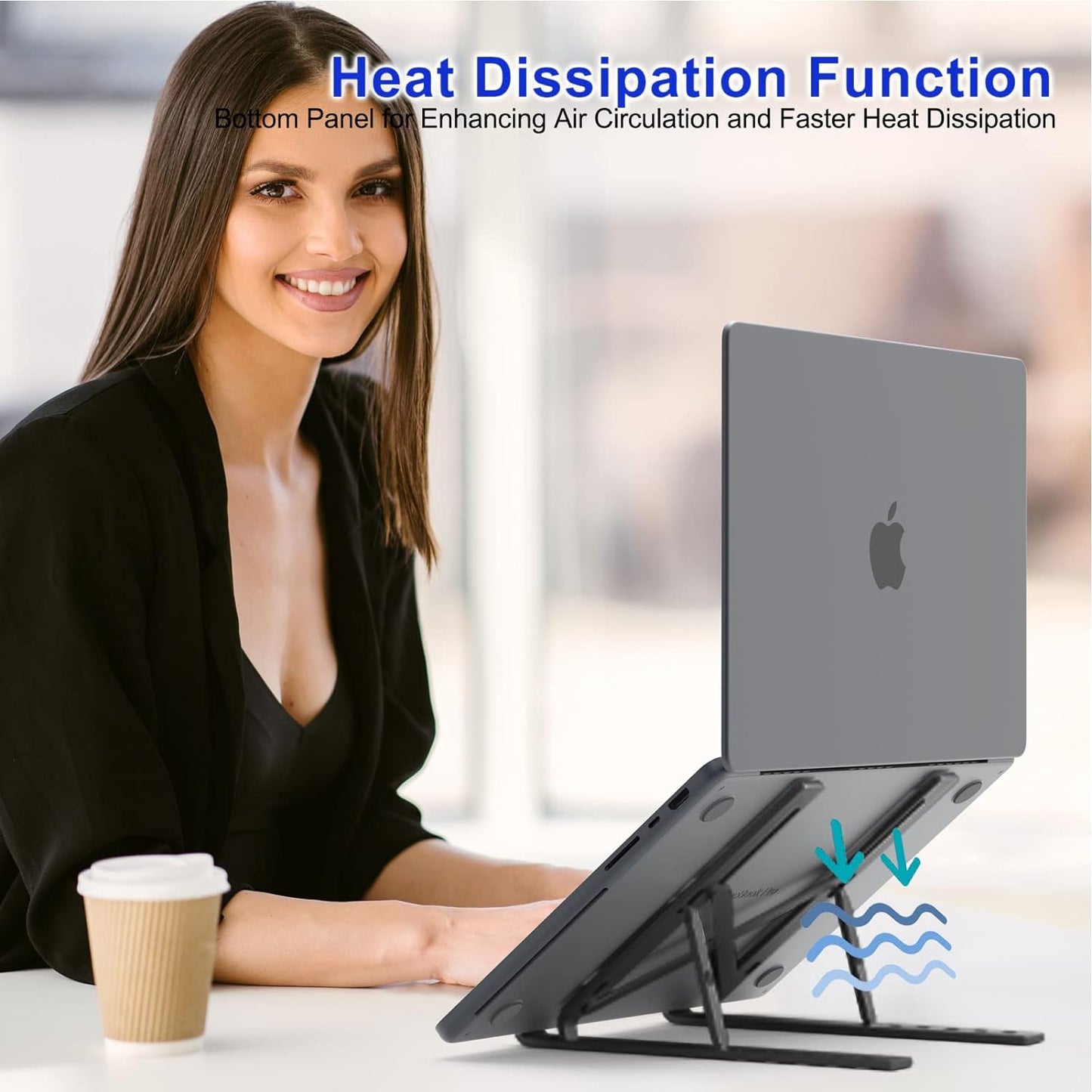 Aluminium Laptop Stand Adjustable Folding Cooling Notebook Bracket Portable Tablet Holder Foldable Compatible with all Laptops and Tablets - Homeware Discounts