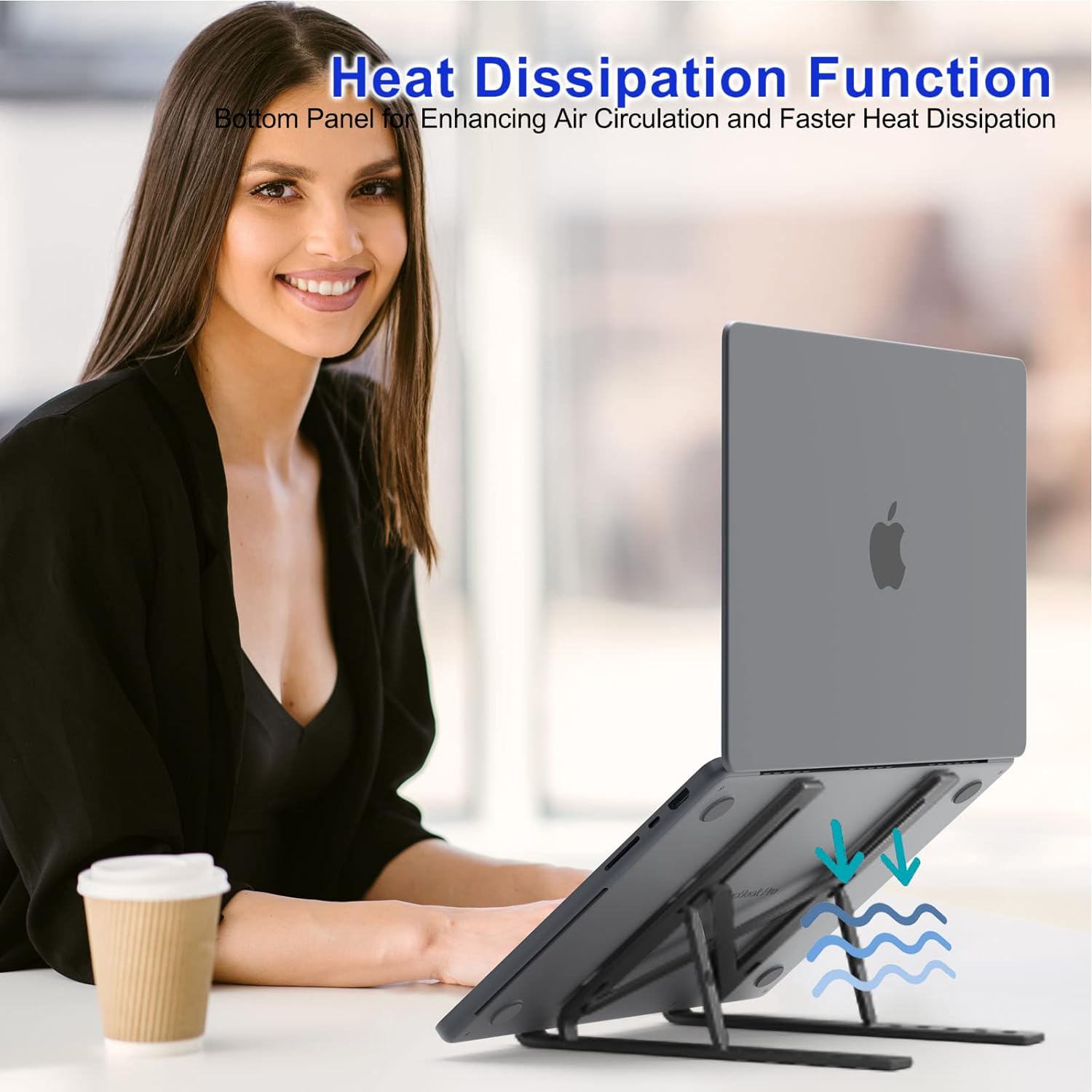 Aluminium Laptop Stand Adjustable Folding Cooling Notebook Bracket Portable Tablet Holder Foldable Compatible with all Laptops and Tablets - Homeware Discounts