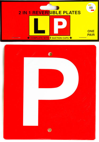 2 in 1 Reversible 2pcs Learners Plates Driver L and red P plates Suction Cups (VIC) - Homeware Discounts