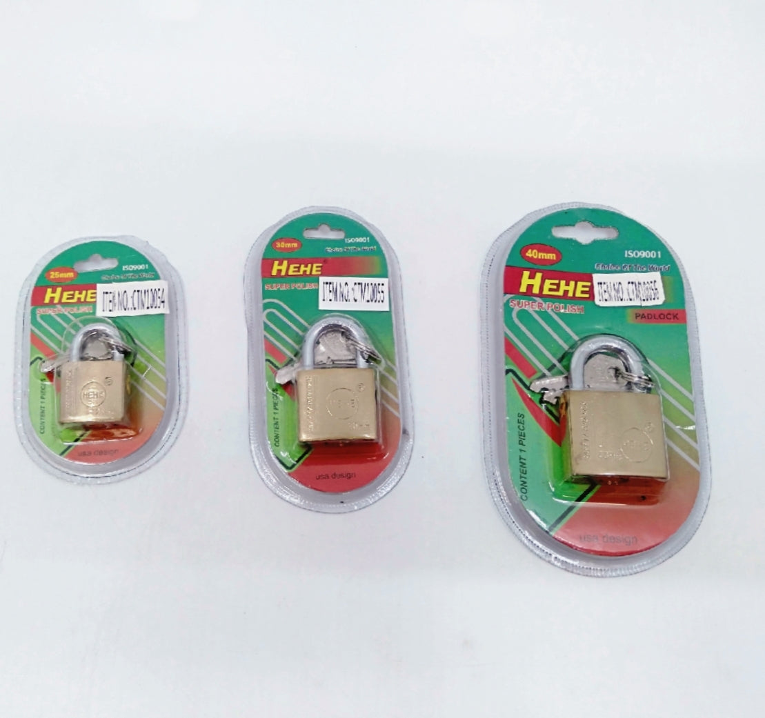 Heavy Duty Lock Brass Padlock 3 Size 25mm 30mm 40mm Solid Brass Padlock 3 keys - Homeware Discounts