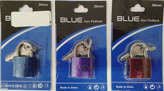 Iron Padlock 20mm Small 2 Keys Plated Hardened Steel Travel Size Lock - Homeware Discounts