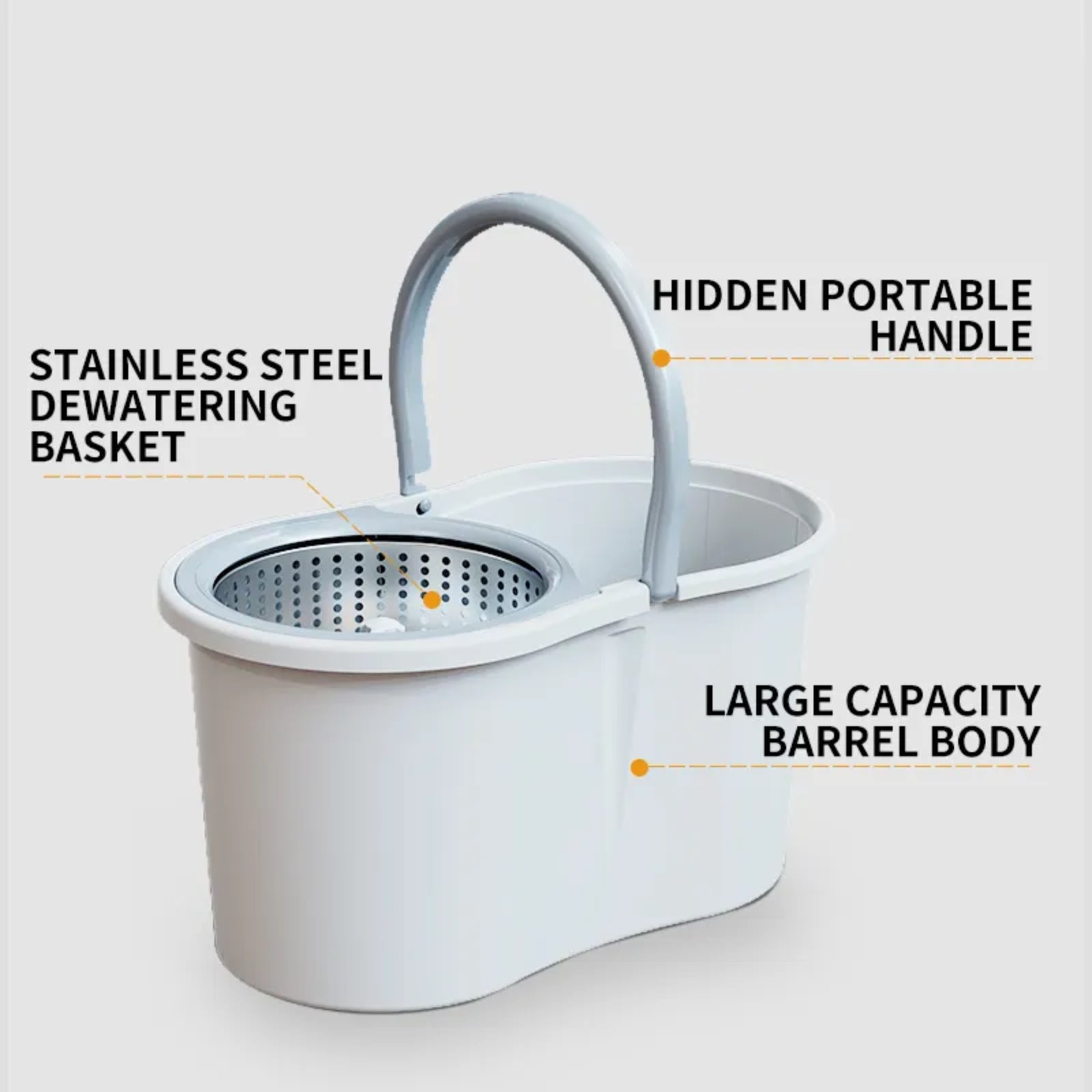 360 9 Litre Spin Mop with Bucket Extra Large Hands Free Stainless Steel Magic Mop +2 Heads - Homeware Discounts