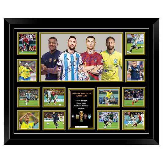 2022 World Cup RONALDO MESSI MBAPPE Soccer Football Limited Photo Memorabilia Wooden Frame - Homeware Discounts