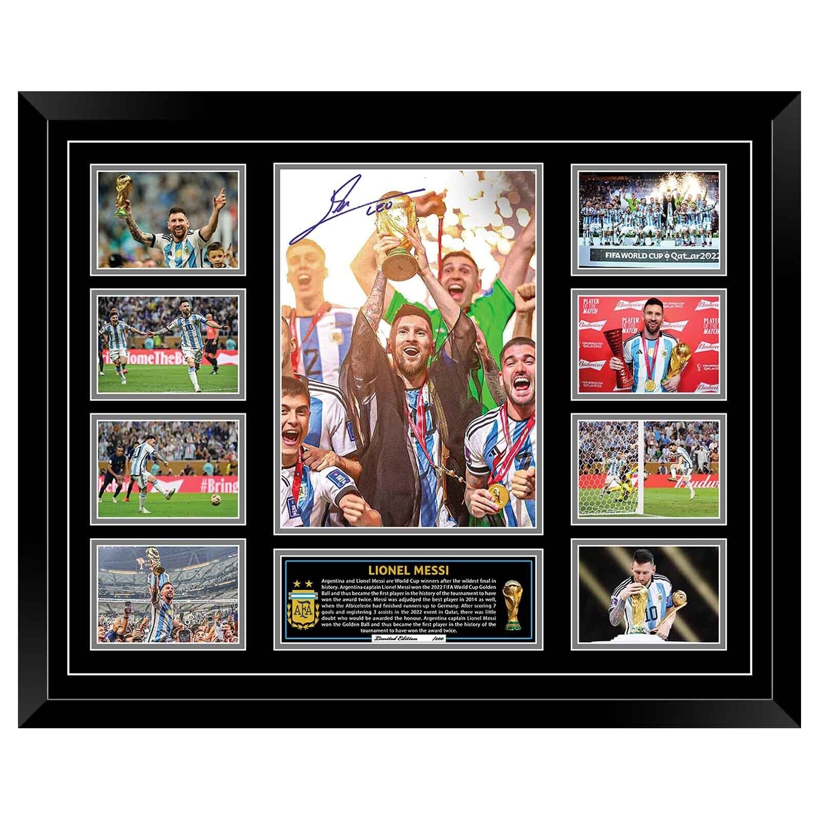 2022 World Cup Winners ARGENTINA LIONEL MESSI  Soccer Football Limited Photo Memorabilia Frame - Homeware Discounts