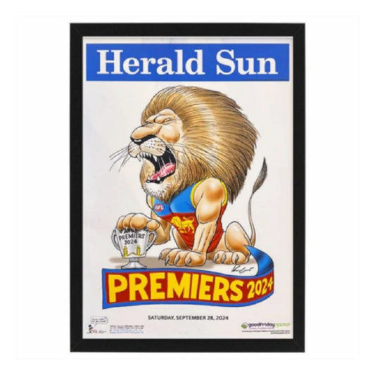 2024 Brisbane Premiers 70CMx50CM Wooden Framed MEMORABILIA - Homeware Discounts