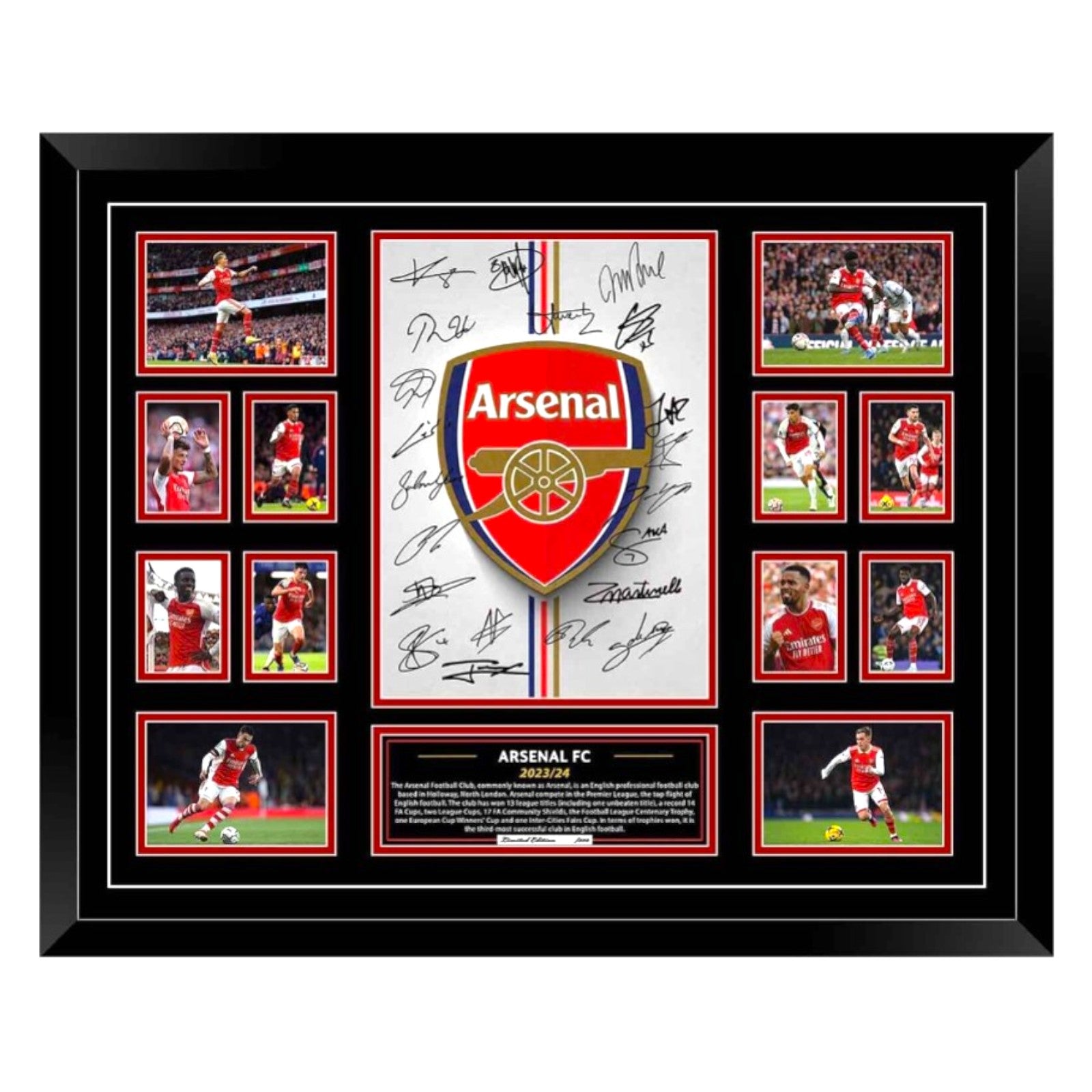 ARSENAL FC 2023/24 ODEGAARD BUKAYO SAKA MARTINELLI EPL Soccer Football Limited Photo Memorabilia Wooden Frame - My Store